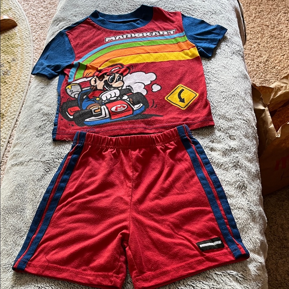 Kids Pajama Set - Red and Blue, Shorts and Shirt